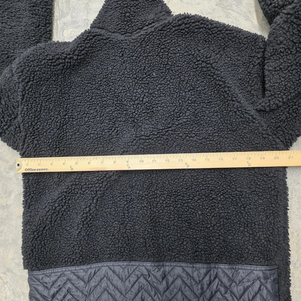 Athleta Black‎ Sherpa Fleece Quilted Snap Neck Pullover Top Womens Small